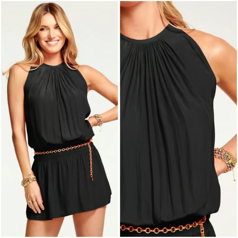 Ramy Brook Paris Sleeveless Mini Sun Dress Black Small Sundress